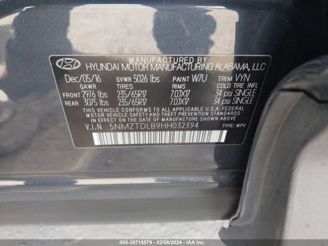 Photo 8 VIN: 5NMZTDLB9HH032394 - HYUNDAI SANTA FE SPORT 