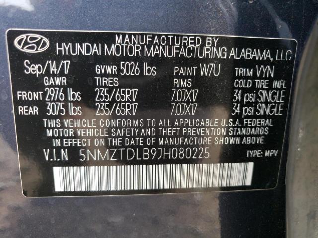 Photo 13 VIN: 5NMZTDLB9JH080225 - HYUNDAI SANTA FE S 