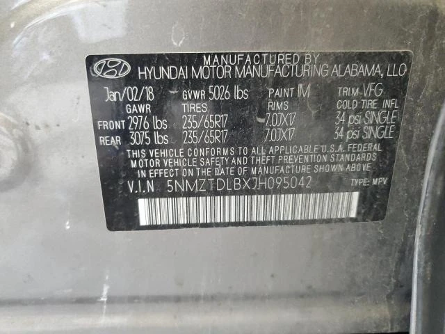 Photo 11 VIN: 5NMZTDLBXJH095042 - HYUNDAI SANTA FE S 