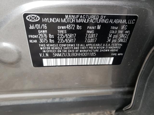 Photo 9 VIN: 5NMZU3LB0HH001185 - HYUNDAI SANTA FE S 