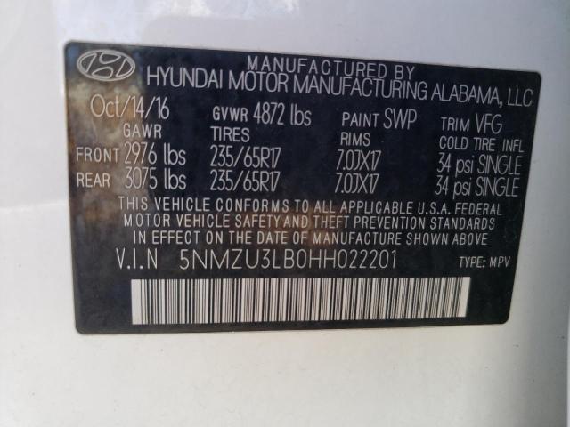 Photo 12 VIN: 5NMZU3LB0HH022201 - HYUNDAI SANTA FE 