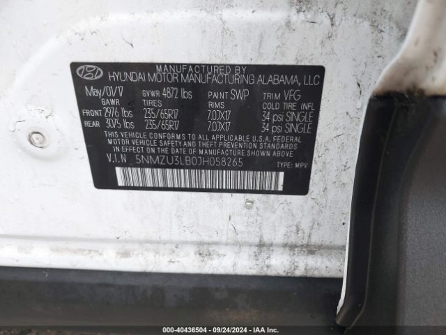 Photo 8 VIN: 5NMZU3LB0JH058265 - HYUNDAI SANTA FE SPORT 