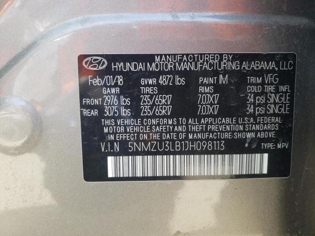 Photo 12 VIN: 5NMZU3LB1JH098113 - HYUNDAI SANTA FE S 