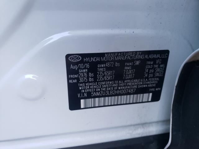 Photo 9 VIN: 5NMZU3LB2HH007487 - HYUNDAI SANTA FE S 