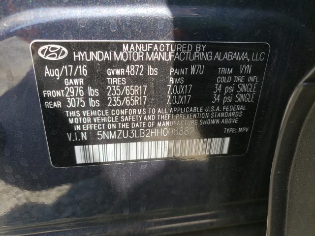 Photo 9 VIN: 5NMZU3LB2HH008882 - HYUNDAI SANTA FE S 