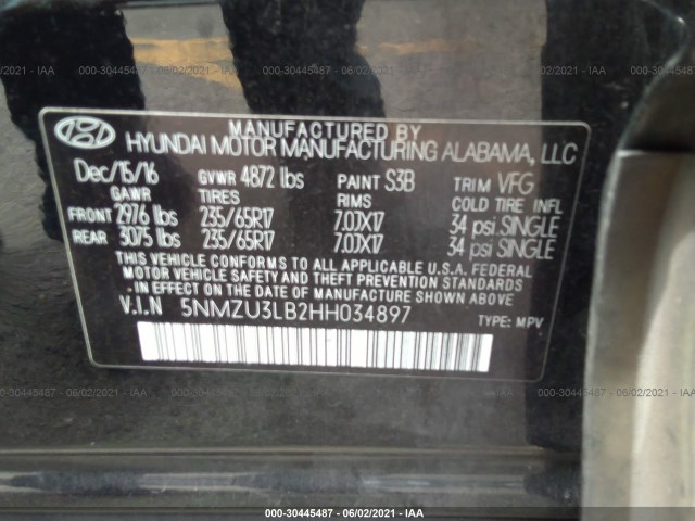 Photo 8 VIN: 5NMZU3LB2HH034897 - HYUNDAI SANTA FE 