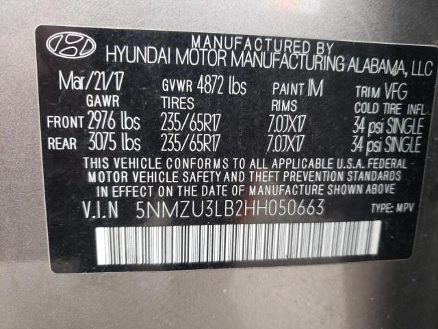 Photo 13 VIN: 5NMZU3LB2HH050663 - HYUNDAI SANTA FE S 