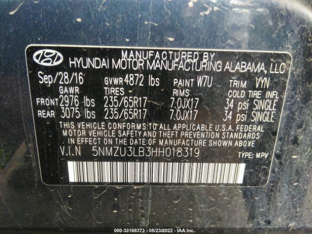 Photo 8 VIN: 5NMZU3LB3HH018319 - HYUNDAI SANTA FE SPORT 