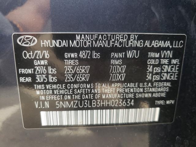 Photo 9 VIN: 5NMZU3LB3HH023634 - HYUNDAI SANTA FE S 