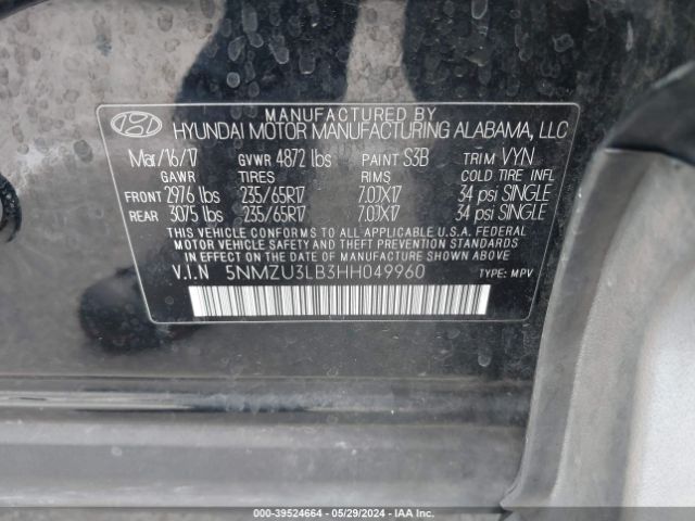 Photo 8 VIN: 5NMZU3LB3HH049960 - HYUNDAI SANTA FE SPORT 