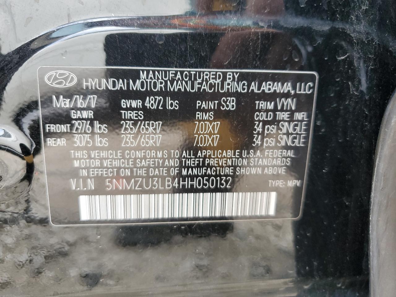 Photo 11 VIN: 5NMZU3LB4HH050132 - HYUNDAI SANTA FE 