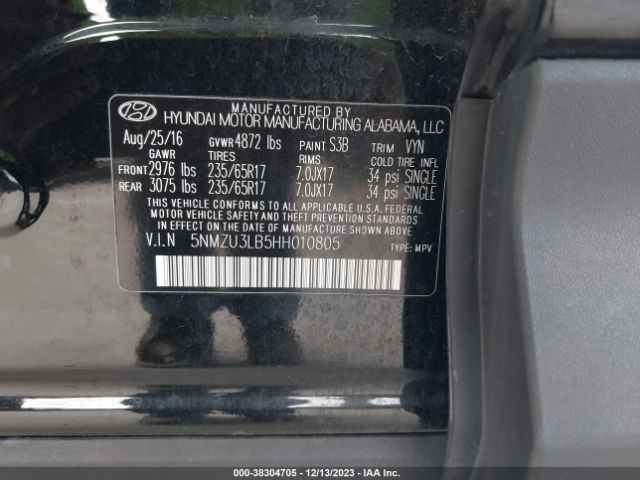 Photo 8 VIN: 5NMZU3LB5HH010805 - HYUNDAI SANTA FE SPORT 