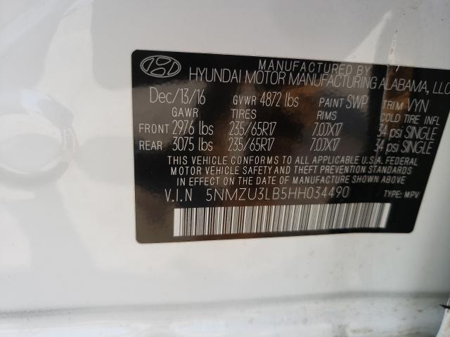 Photo 9 VIN: 5NMZU3LB5HH034490 - HYUNDAI SANTA FE S 