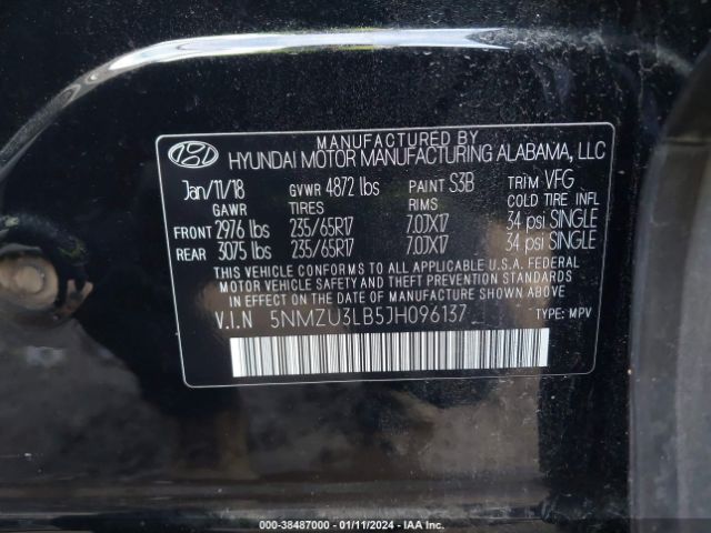 Photo 8 VIN: 5NMZU3LB5JH096137 - HYUNDAI SANTA FE SPORT 