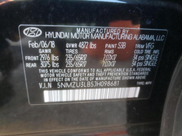 Photo 9 VIN: 5NMZU3LB5JH098681 - HYUNDAI SANTA FE S 