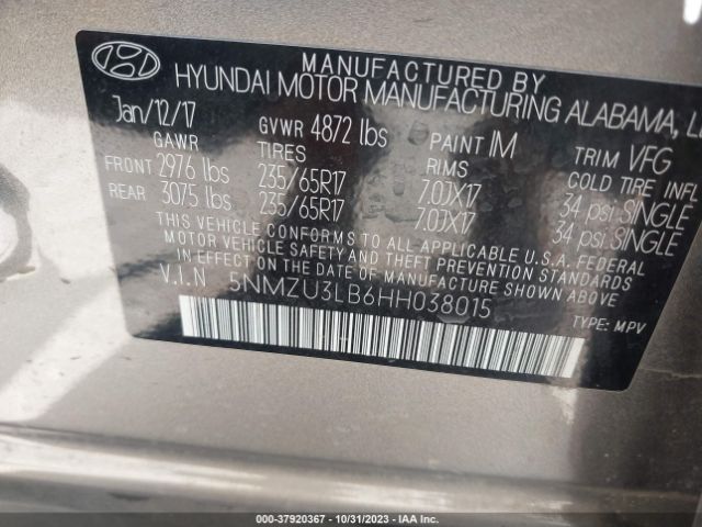 Photo 8 VIN: 5NMZU3LB6HH038015 - HYUNDAI SANTA FE SPORT 