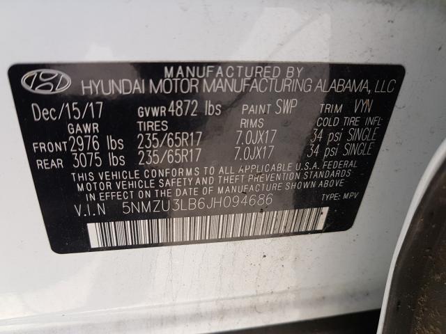 Photo 9 VIN: 5NMZU3LB6JH094686 - HYUNDAI SANTA FE S 