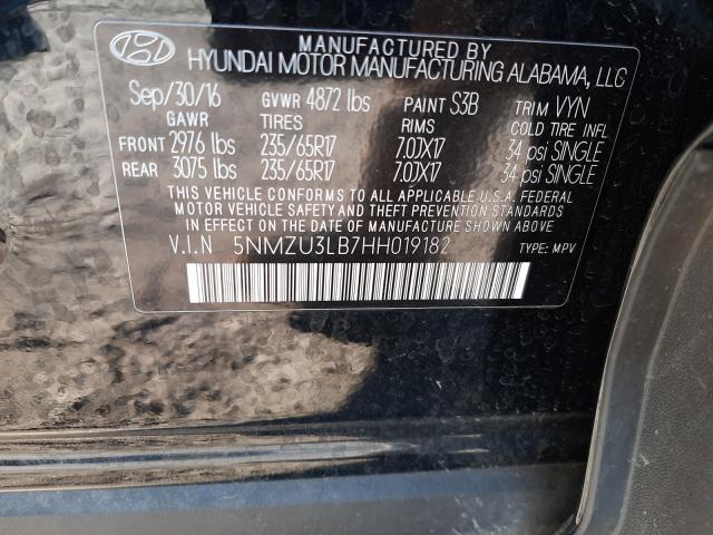 Photo 9 VIN: 5NMZU3LB7HH019182 - HYUNDAI SANTA FE S 