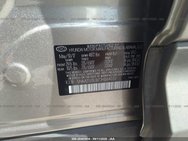 Photo 8 VIN: 5NMZU3LB7JH064032 - HYUNDAI SANTA FE SPORT 