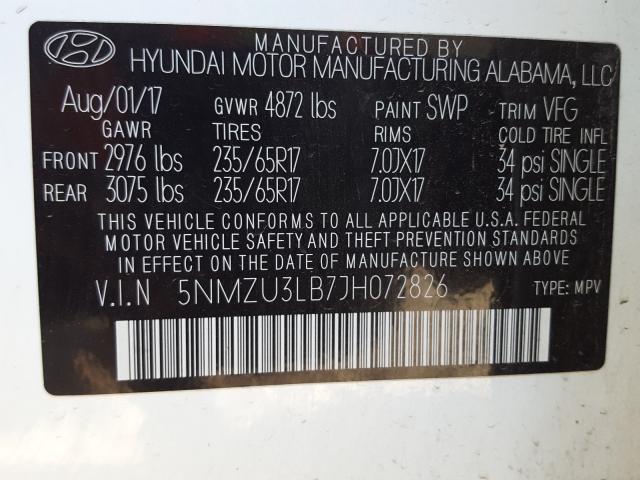 Photo 9 VIN: 5NMZU3LB7JH072826 - HYUNDAI SANTA FE S 