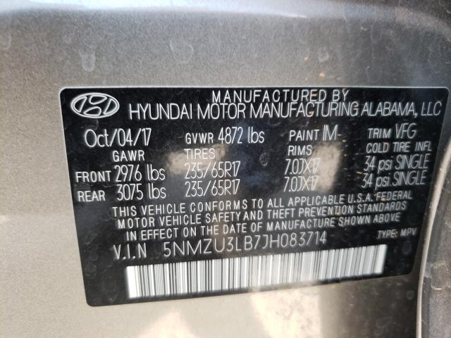 Photo 9 VIN: 5NMZU3LB7JH083714 - HYUNDAI SANTA-FE 