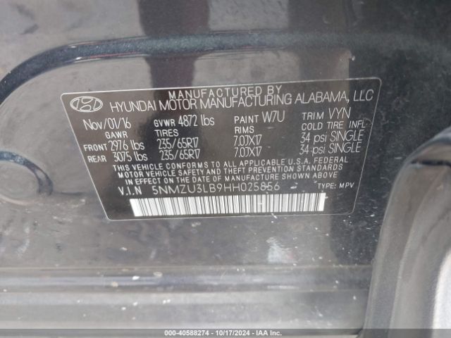 Photo 8 VIN: 5NMZU3LB9HH025856 - HYUNDAI SANTA FE SPORT 