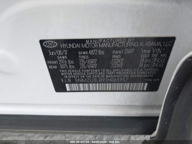 Photo 8 VIN: 5NMZU3LB9JH065957 - HYUNDAI SANTA FE SPORT 