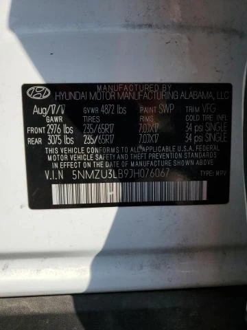 Photo 12 VIN: 5NMZU3LB9JH076067 - HYUNDAI SANTA FE S 