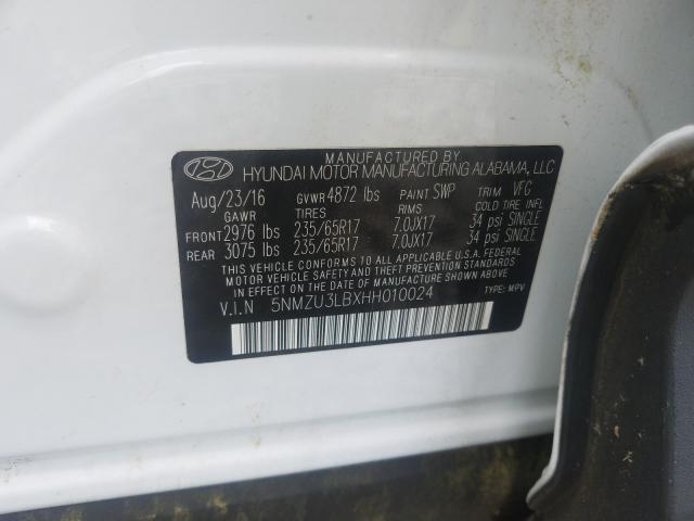 Photo 9 VIN: 5NMZU3LBXHH010024 - HYUNDAI SANTA FE S 