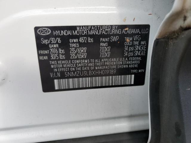 Photo 12 VIN: 5NMZU3LBXHH019189 - HYUNDAI SANTA FE S 