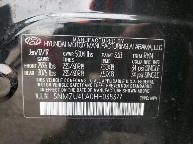 Photo 9 VIN: 5NMZU4LA0HH038377 - HYUNDAI SANTA FE S 