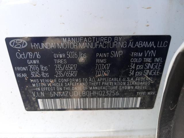 Photo 9 VIN: 5NMZUDLB0HH023256 - HYUNDAI SANTA FE S 