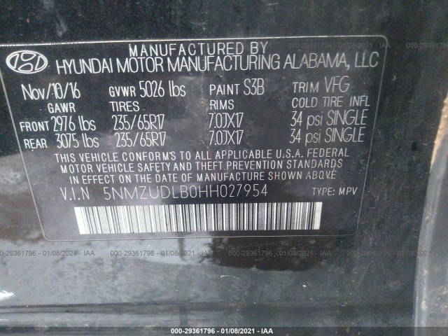 Photo 8 VIN: 5NMZUDLB0HH027954 - HYUNDAI SANTA FE SPORT 