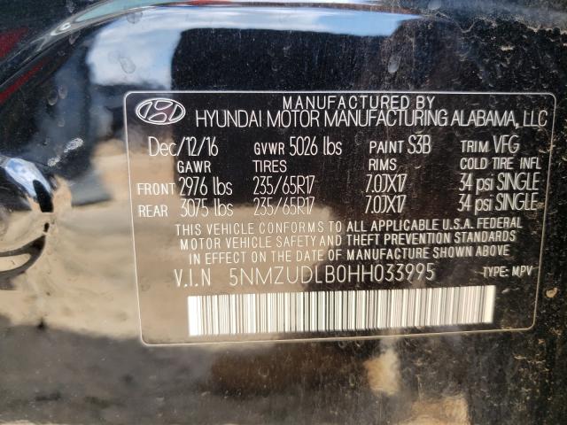 Photo 9 VIN: 5NMZUDLB0HH033995 - HYUNDAI SANTA FE S 