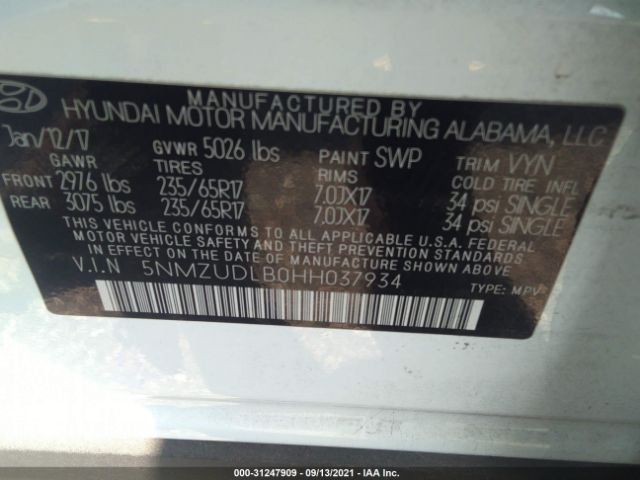 Photo 8 VIN: 5NMZUDLB0HH037934 - HYUNDAI SANTA FE SPORT 