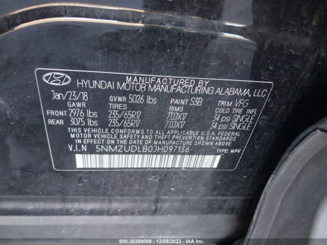 Photo 8 VIN: 5NMZUDLB0JH097136 - HYUNDAI SANTA FE SPORT 