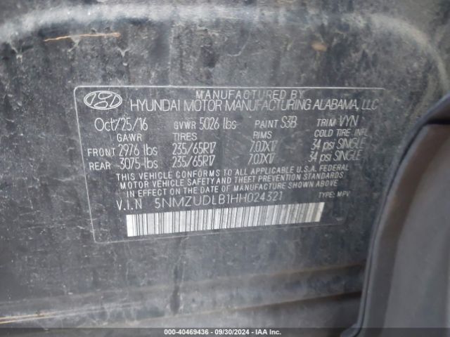 Photo 8 VIN: 5NMZUDLB1HH024321 - HYUNDAI SANTA FE SPORT 