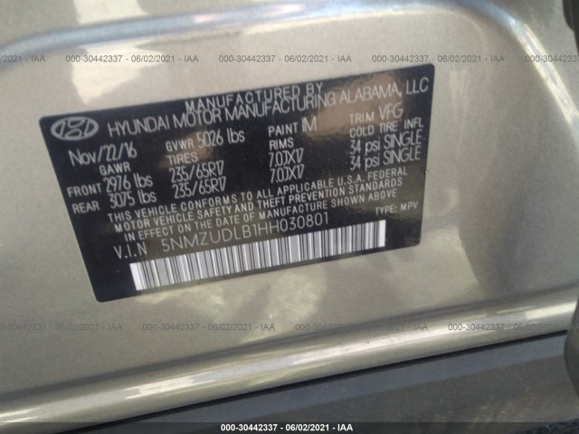 Photo 8 VIN: 5NMZUDLB1HH030801 - HYUNDAI SANTA FE SPORT 