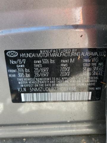 Photo 12 VIN: 5NMZUDLB2JH089488 - HYUNDAI SANTA FE S 