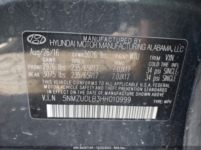 Photo 8 VIN: 5NMZUDLB3HH010999 - HYUNDAI SANTA FE SPORT 