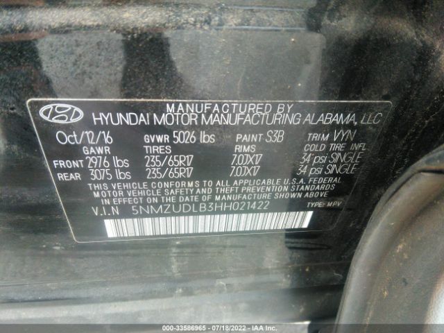 Photo 8 VIN: 5NMZUDLB3HH021422 - HYUNDAI SANTA FE SPORT 