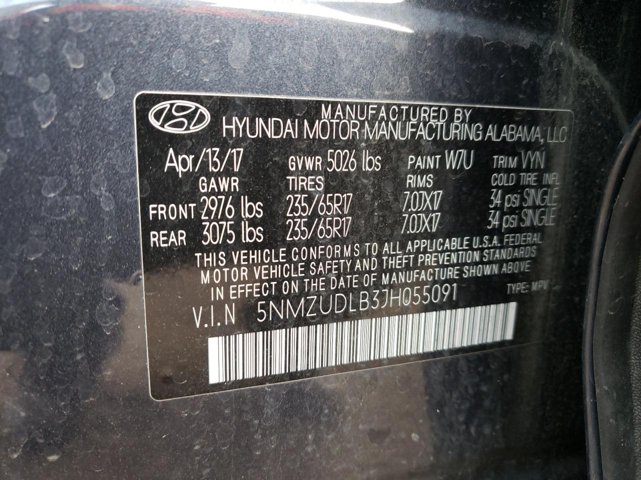 Photo 12 VIN: 5NMZUDLB3JH055091 - HYUNDAI SANTA FE 