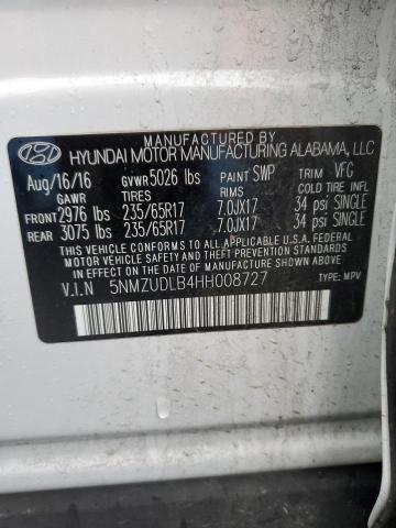 Photo 12 VIN: 5NMZUDLB4HH008727 - HYUNDAI SANTA FE S 