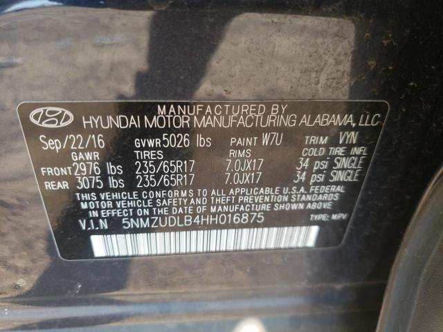 Photo 9 VIN: 5NMZUDLB4HH016875 - HYUNDAI SANTA FE S 