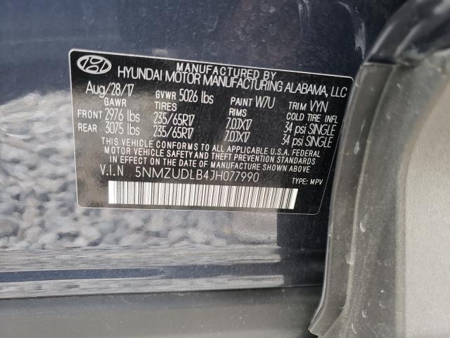 Photo 9 VIN: 5NMZUDLB4JH077990 - HYUNDAI SANTA FE S 