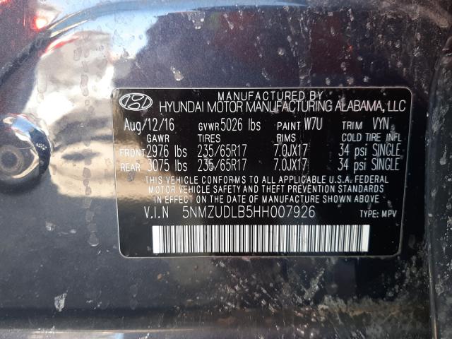 Photo 9 VIN: 5NMZUDLB5HH007926 - HYUNDAI SANTA FE S 