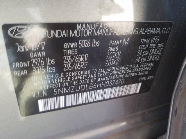 Photo 9 VIN: 5NMZUDLB6HH037470 - HYUNDAI SANTA-FE 