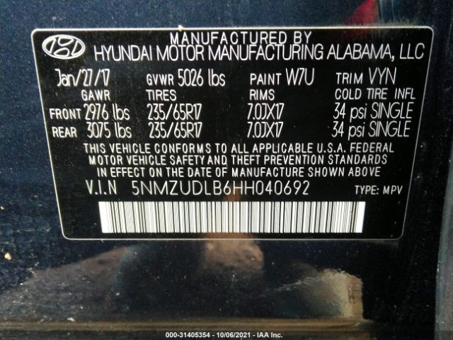 Photo 8 VIN: 5NMZUDLB6HH040692 - HYUNDAI SANTA FE SPORT 