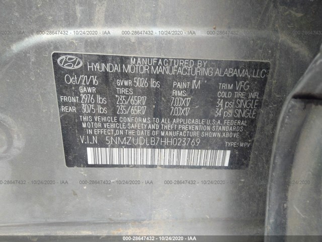 Photo 8 VIN: 5NMZUDLB7HH023769 - HYUNDAI SANTA FE 