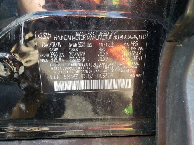 Photo 9 VIN: 5NMZUDLB7HH033119 - HYUNDAI SANTA FE S 